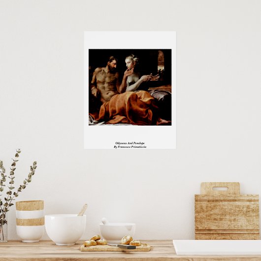 Odysseus en Penelope van Francesco Primaticcio Poster (Keuken)
