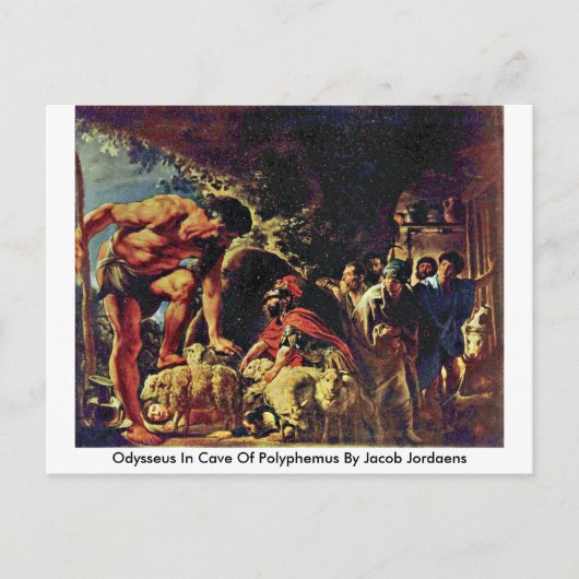 Odysseus in de grot van Polyphemus door Jacob Jord Briefkaart (Voorkant)