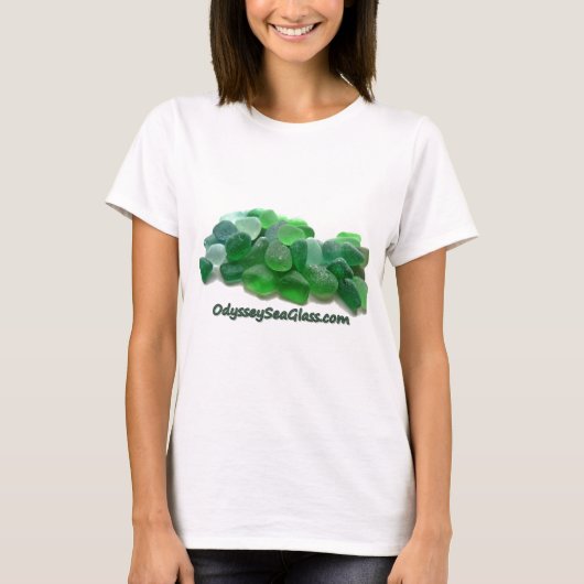 OdysseySeaGlass.com Green Zee Glass w Logo T-shirt (Voorkant)