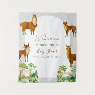 Oe Baby Vintage Woestijn Lama Coyoute Baby Borrel Wandkleed