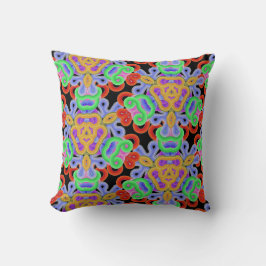 Oedels van noedels, veelkleurig op zwart kussen