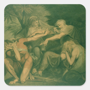 Oedipus beklaagt zijn zoon Polynices - "Ga naar Ru Vierkante Sticker