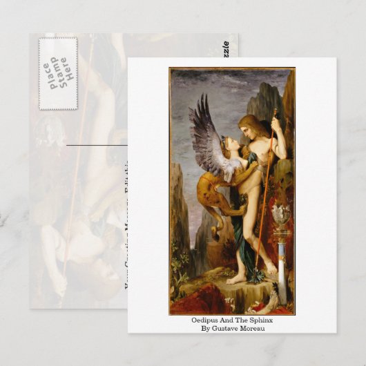 Oedipus en de sfinx van Gustave Moreau Briefkaart (Voorkant / Achterkant)
