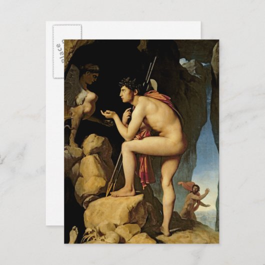 Oedipus en de Sphinx, 1808 Briefkaart (Voorkant / Achterkant)