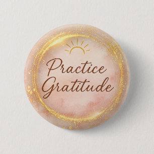 Oefen Dankbaarheid Waterverf Zonsopgang Spiritueel Ronde Button 5,7 Cm