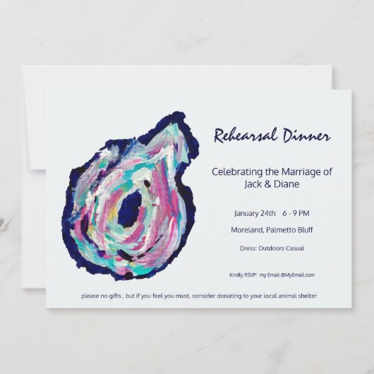 Oefen Diner/Oyster Roast Feest Uitnodiging (Voorkant)