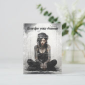 Oefen je demonen tattoo meisje briefkaart (Staand voorkant)