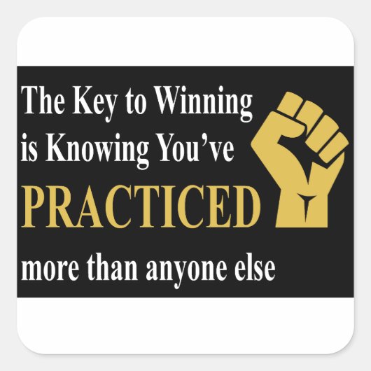 Oefen om te winnen vierkante sticker (Voorkant)