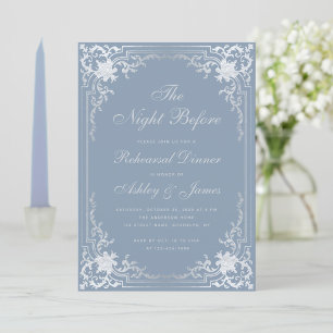 Oefenavond Dinner Stofblauw Nep Zilver Vintage Kaart