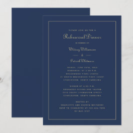 Oefenavond Eten Trouwdag Elegant Navyblauw Goud Kaart