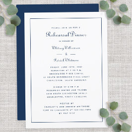 Oefendiner Huwelijk Elegant Script Blauw Wit Kaart