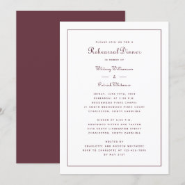 Oefendiner Huwelijk Elegant Script Burgundy Kaart