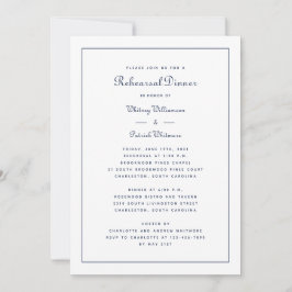 Oefendiner Huwelijk Elegant Script Navyblauw Kaart