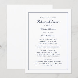 Oefendiner Huwelijk Elegant Script Navyblauw Kaart