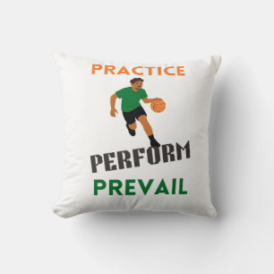 Oefenen. Presteren. Dominëren. Basketbal Motivatie Kussen