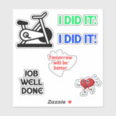 Oefening, bevestigend citaat, fiets, ik deed het sticker (Vel)