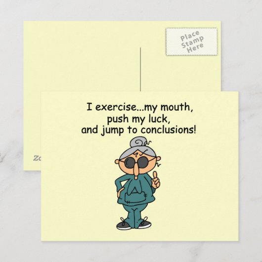 Oefening, Duw, de Humor van de Sprong Briefkaart (Voorkant / Achterkant)