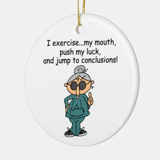 Oefening, Duw, de Humor van de Sprong Keramisch Ornament (Links)