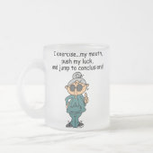 Oefening, Duw, de Humor van de Sprong Matglas Koffiemok (Links)
