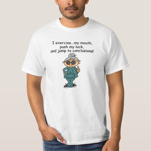Oefening, Duw, de Humor van de Sprong T-shirt (Voorkant)