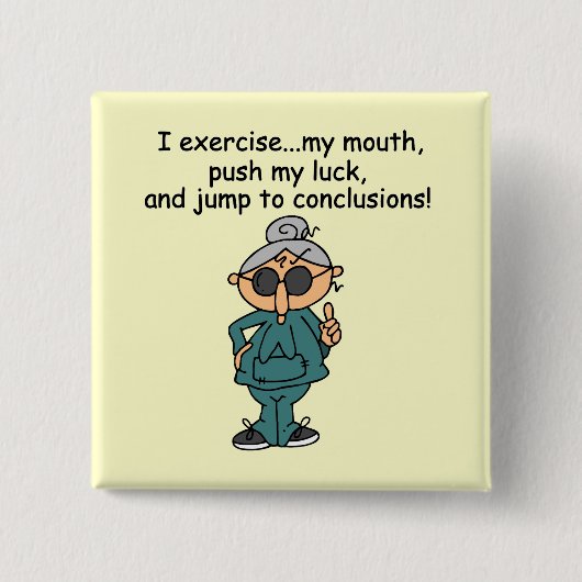 Oefening, Duw, de Humor van de Sprong Vierkante Button 5,1 Cm (Voorkant)