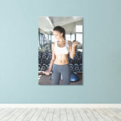 Oefening, gym, sport, vrouw, lichaamsverzorging, d canvas afdruk (Insitu (Houten vloer))