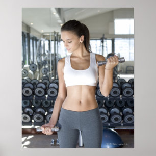 Oefening, gym, sport, vrouw, lichaamsverzorging, d poster