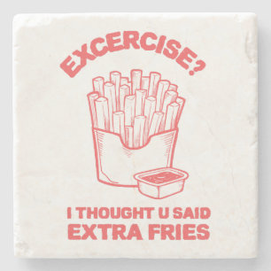 Oefening Ik dacht dat je extra friet zei - Friet L Stenen Onderzetter
