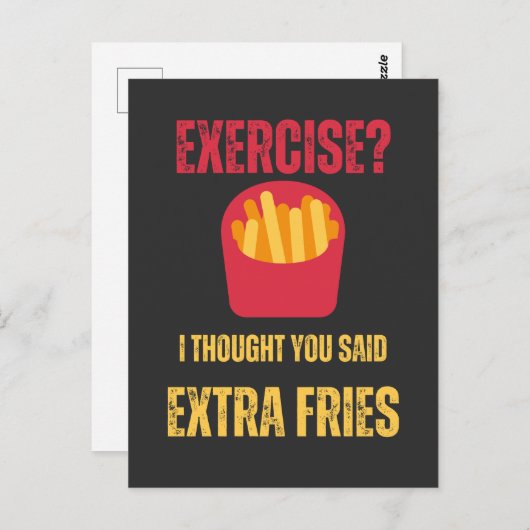 Oefening Ik dacht dat je zei: Extra fries grappige Briefkaart (Voorkant / Achterkant)