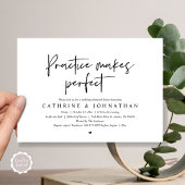 Oefening maakt perfect, bruiloft repetitie diner kaart