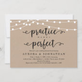 Oefening maakt perfect, rustiek repetitiediner kaart (Voorkant)