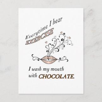 Oefening met chocolade briefkaart