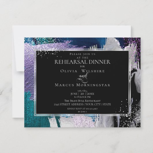 Oefening | Modern Glanzende Vet Lilac Teal Kaart (Voorkant)