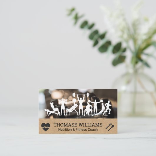 Oefeningen in de gym | Fitness Workout Visitekaartje (Staand voorkant)