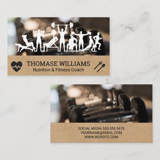Oefeningen in de gym | Fitness Workout Visitekaartje (Voorkant / Achterkant)