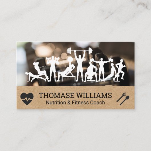 Oefeningen in de gym | Fitness Workout Visitekaartje (Voorkant)