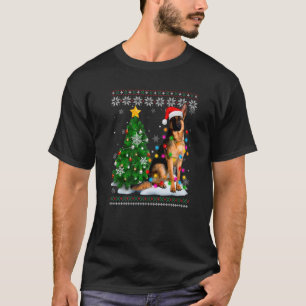 Oeganda-Duitse Shepherd Dog Santa Hat-kerstboom T-shirt