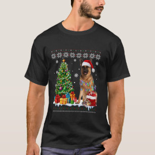 Oeganda-Duitse Shepherd Dog Santa Hat-kerstboom T-shirt