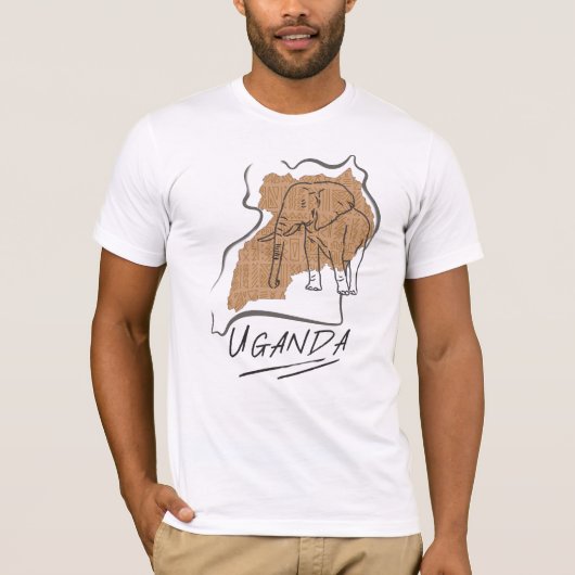Oeganda Elephant kaart overzicht T-shirt (Voorkant)