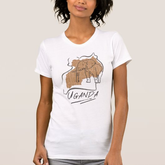 Oeganda Elephant kaart overzicht T-shirt (Voorkant)