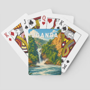 Oeganda Illustratie Reis Kunst Vintage Pokerkaarten