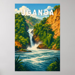Oeganda Illustratie Reis Kunst Vintage Poster