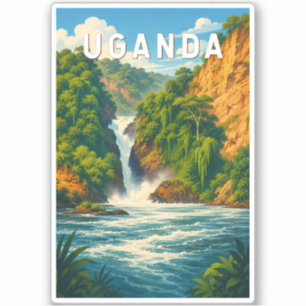 Oeganda Illustratie Reis Kunst Vintage Sticker
