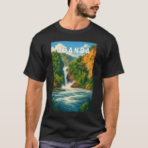 Oeganda Illustratie Reis Kunst Vintage T-shirt