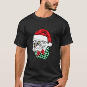Oeganda Kerstmis Zwarte Kat Santa Hat Scarf Holida T-shirt