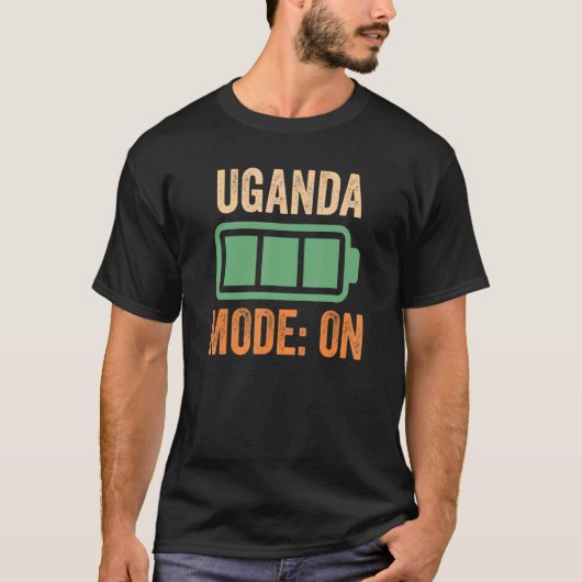 Oeganda-modus op batterijontwerp t-shirt (Voorkant)