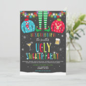 Oeganda Sweater Party Invitation Kerstmis voorbij Kaart (Staand voorkant)
