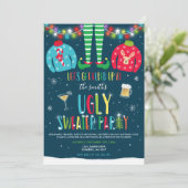 Oeganda Sweater Party Invitation Kerstmis voorbij Kaart (Staand voorkant)