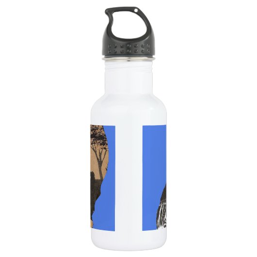 Oeganda Wildlife Kaart Kunst Afdrukken/Grafisch Waterfles (Achterkant)