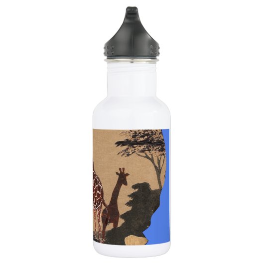 Oeganda Wildlife Kaart Kunst Afdrukken/Grafisch Waterfles (Rechts)